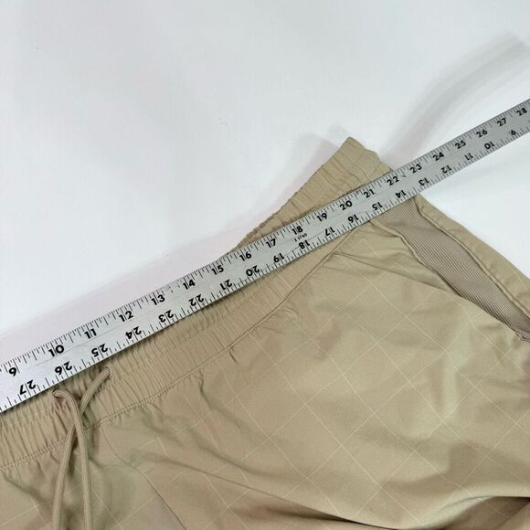 Athleta Brooklyn Textured Jogger Pants Womens 22 Tan Checkered Pockets Pull On - Picture 4 of 10